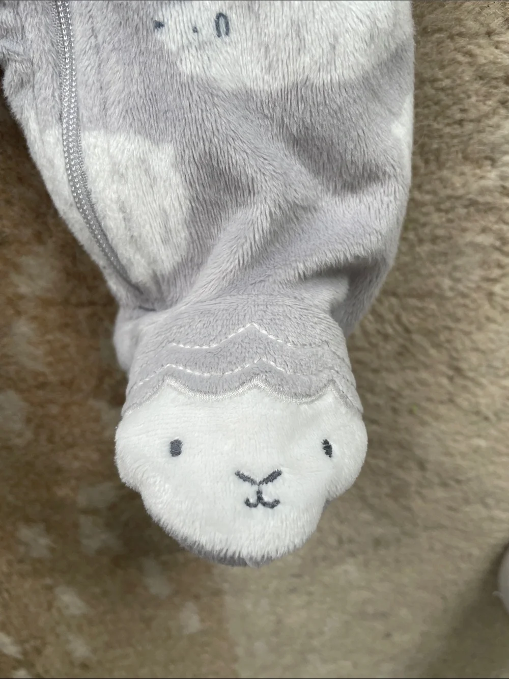 Carter’s Cozy Grey Hooded Fleece onesie